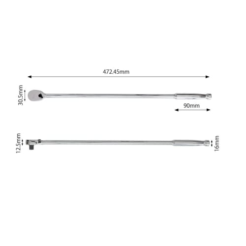 PWT Ratchet Handle Socket Wrench, Extra Long, 9.5mm 3/8" Drive, 18" Length, 90 Gears, SRH38SH18
