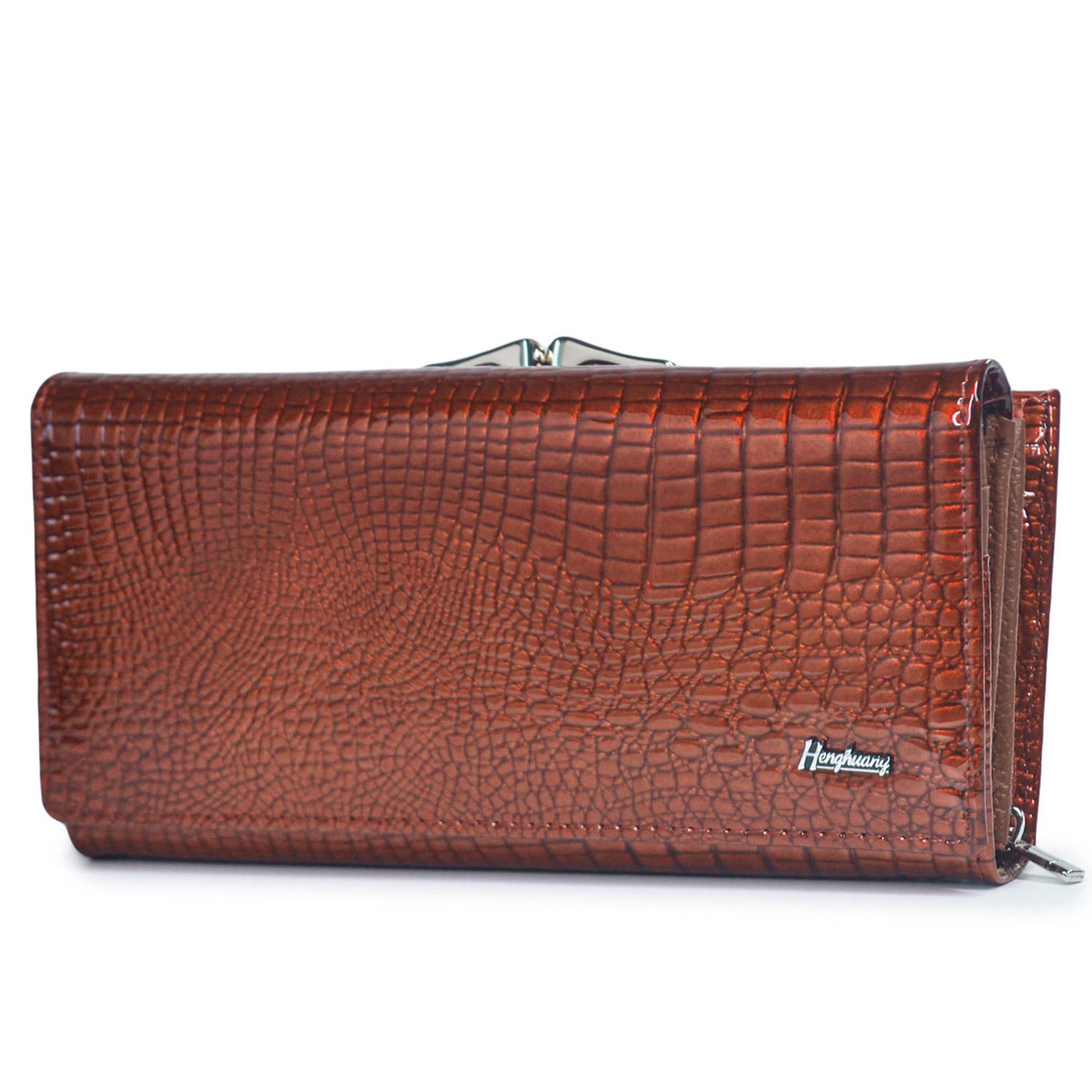 

Genuine Leather Crocodile Pattern Women s Long Wallet оранжевый