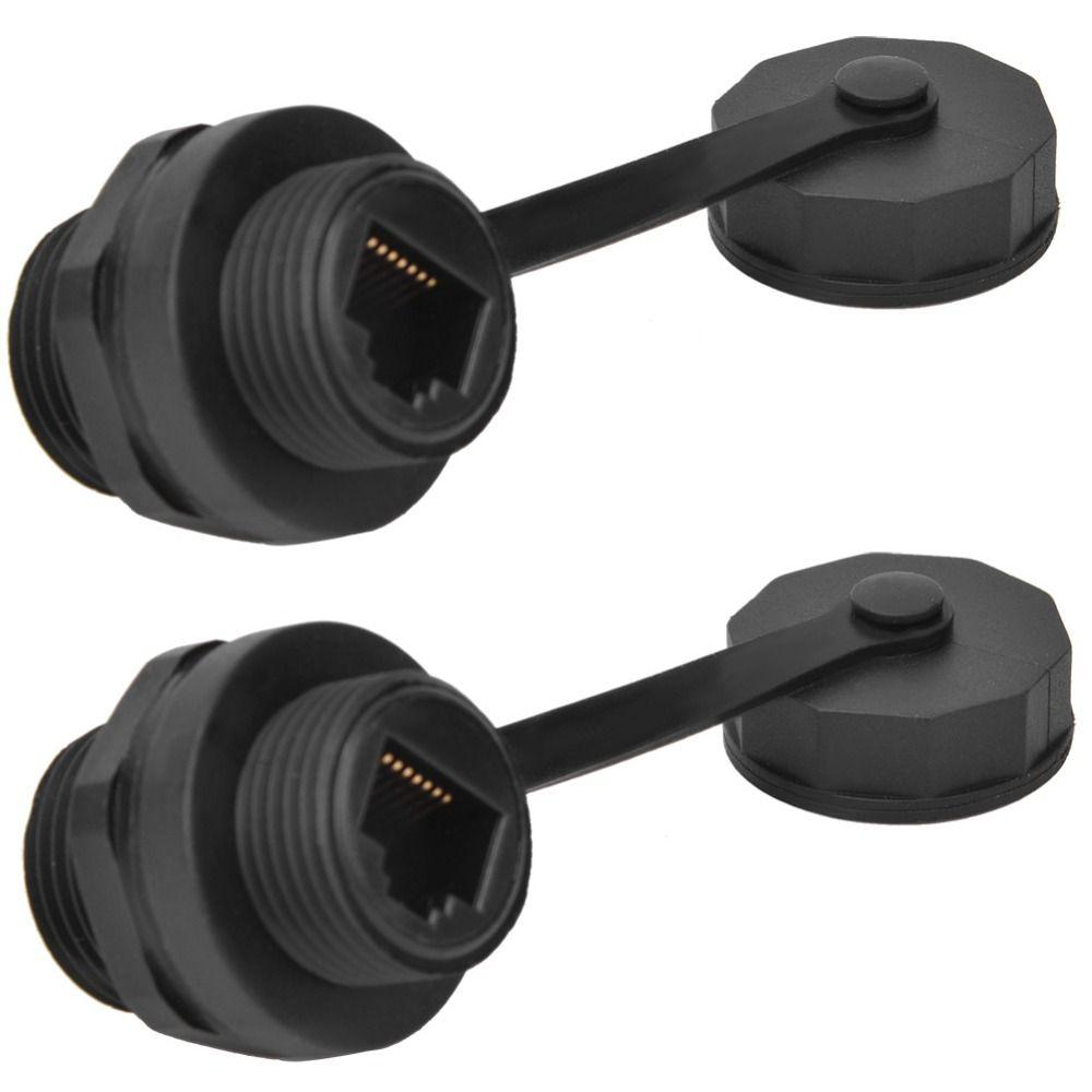 2 Pcs CAT6 RJ45 Connector IP68 Waterproof Feed Thru Coupler  Wiring Connecting