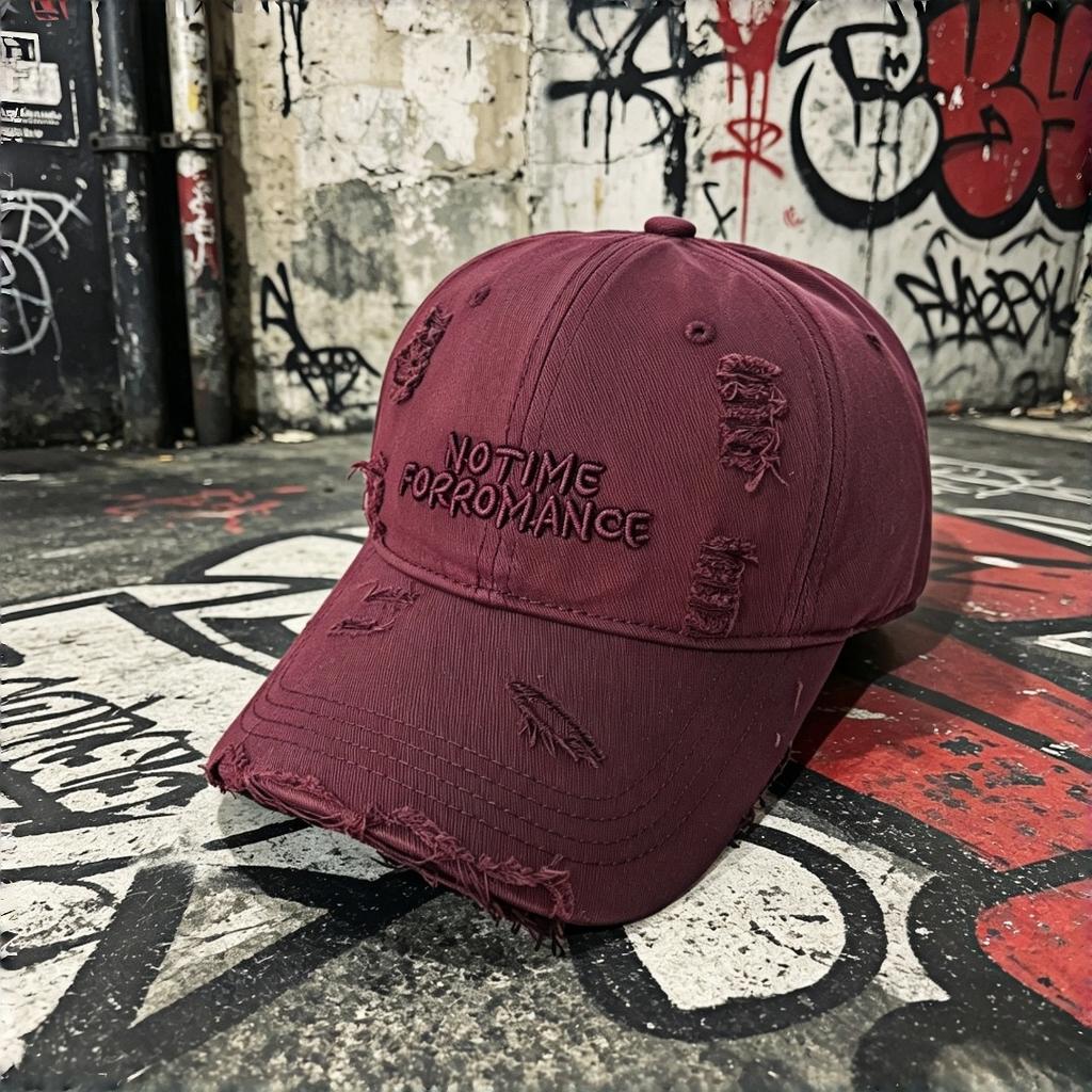 Retro Worn-Out Style Baseball Cap "No Time For Romance" Embroidered Dad Hat Trendy Casual Streetwear Sun Hat Suitable For Both M