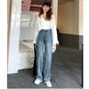 Winter Thick Warm Fleece Straight Jean Pants Vintage Jeans Woman's High Waist 2022 Blue Wide Leg Denim Trouser Baggy Casual