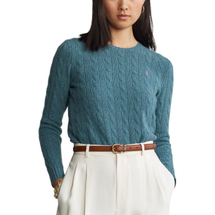 Polo Ralph Lauren Ss23 Solid Color Logo Embroidered Crew Neck Sweater Women sweater Blue WMPOSWENC020113-400