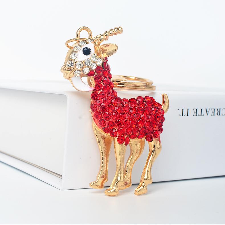 Rhinestone Antelope Zodiac Keychain - Metal Alloy Fashion Accessory