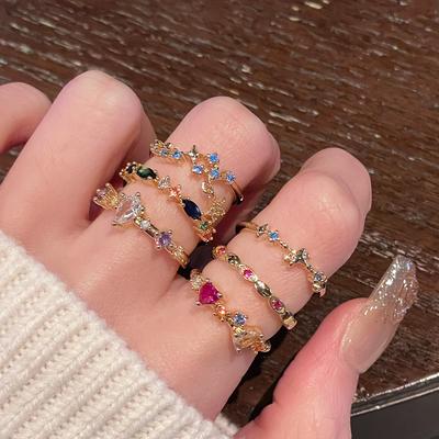 Niche Design Color Treasure Color Zir*****Pen Ring High Sense Simple Fashion Medieval Jewelry Women