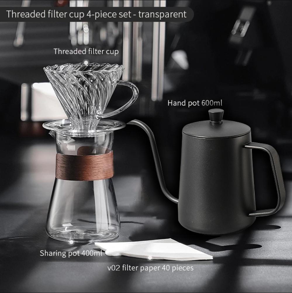 Hand Brewed Coffee Maker Coffee Filter Sharing Pot Set Borosilicate Glass Dripper Set Coffee Server with V02 Coffee Filter