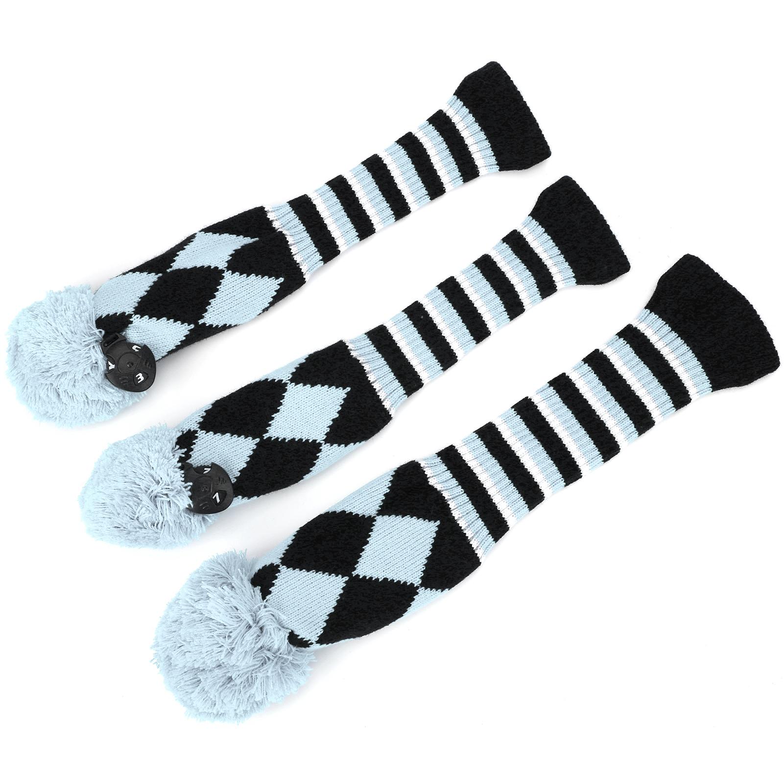 Vestidos Light Blue 3Pcs Polyester Wool Knitting Golf Putter Head Cover Wooden Club Headcovers Accessory