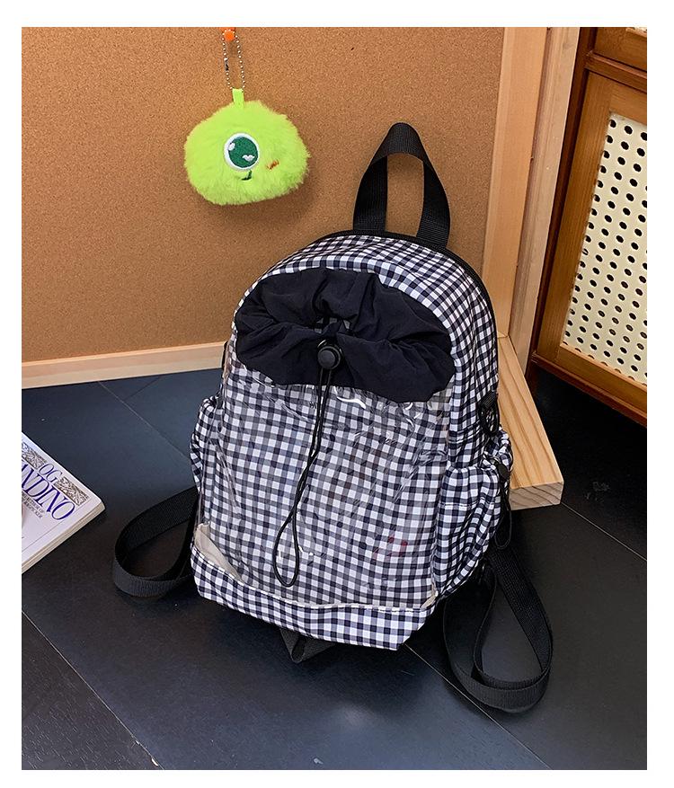 Japanese & Korean Jelly Versatile Plaid Double Shoulder Bag - Large Capacity for Students & Outdoor Use