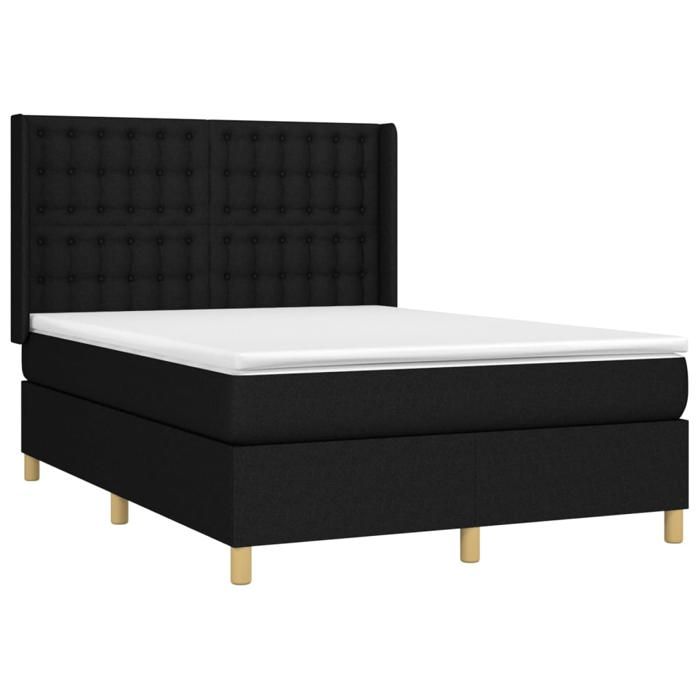 Maison Exclusive - Sommier à lattes de lit avec matelas Noir 140x190 cm Tissu