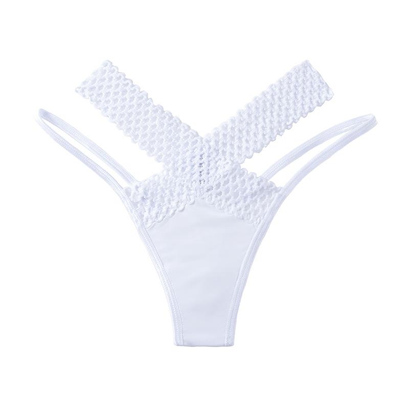 European and American Interwoven Hollow Ice Silk Underwear Women's Sports Fashion Outer See-through Low Waist Thin Belt Temptation Sexy Thong