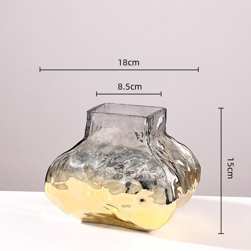 Glass Vase Golden Geometric Gradient Glass Bottle Hydroponics Terrarium Flower Vase Home Decoration Accessories