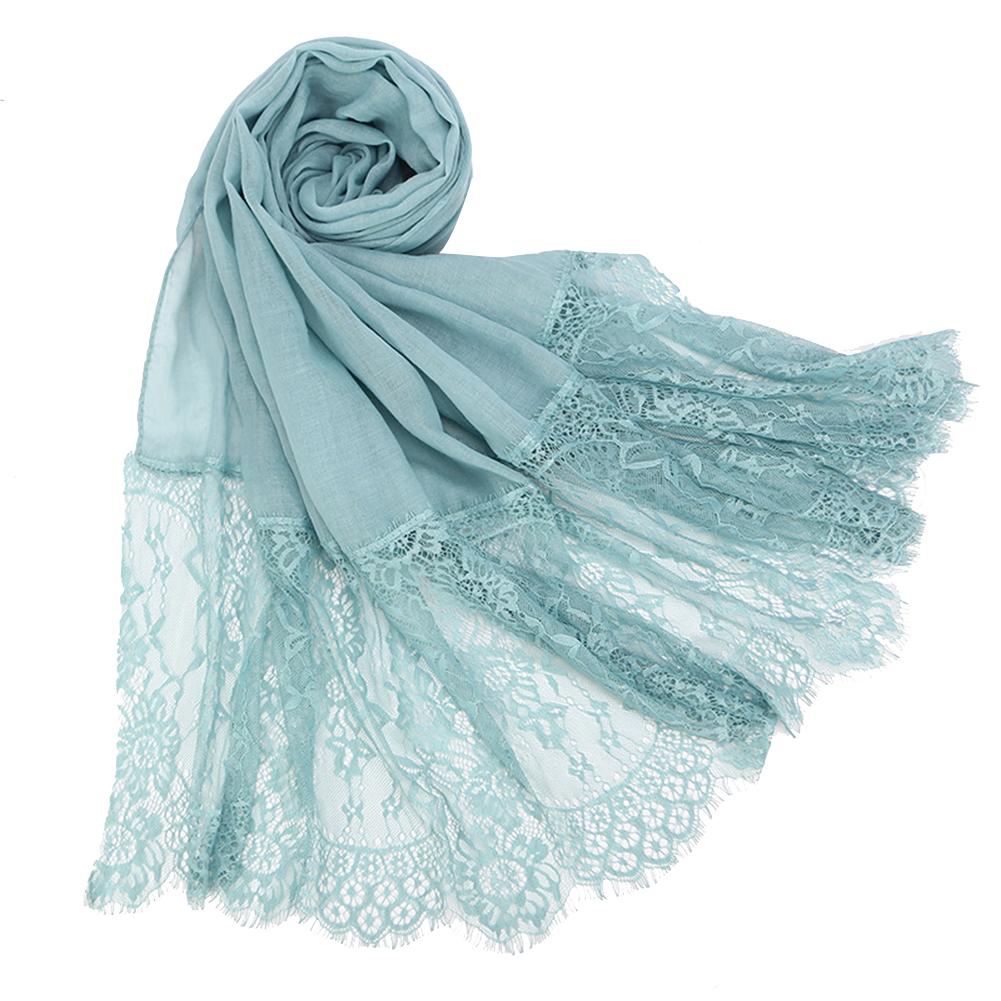 Women Simple Solid Color Lace Splice Long Scarf Shawl