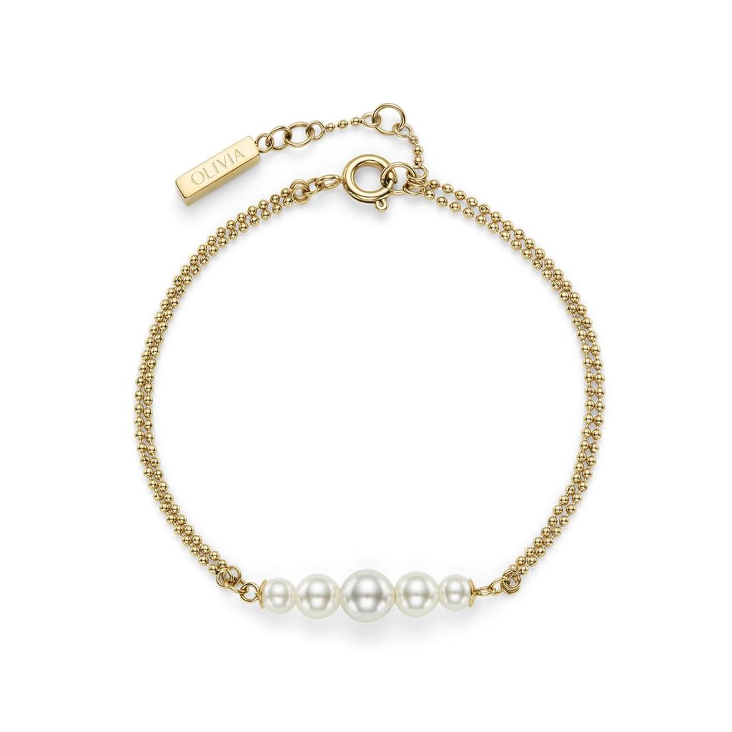 Olivia Burton Classic Pearl Beads Double Low Ball Gold Bracelet Women's & (24100323)