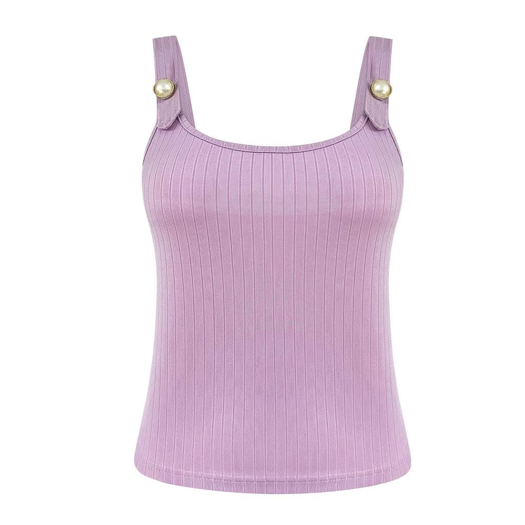 Women's Backless Tops Sexy Ribbed Short Double-breasted Backless Outing Camisole Slim Fit Clothing