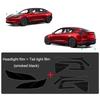 For Tesla Model 3 Highland  2024 Door TPU Anti-mud Protective Film Model 3+ Clothing Covers Headlamp Tail Lamp Black Films