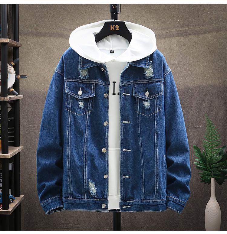 Men's Oversized Printed Black Denim Jacket - New Autumn Trend  