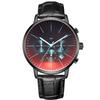 RORIOS Men's Watch, Genuine Leather Band, Colorful Big Face, Fashion Watch, Calendar, Multi-Hand Analog Quartz, Stylish, Cool, Sports Watch, Waterproo