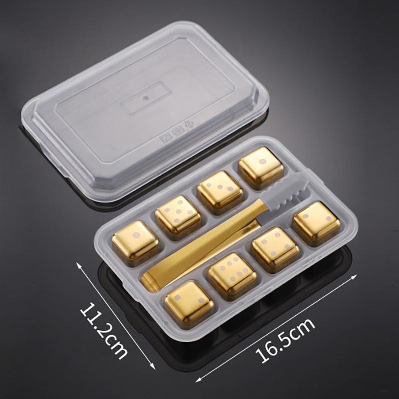 304 Stainless Steel Ice Cubes, Reusable Whiskey Stones, Dice Poker Pattern, Quick-Frozen Metal Ice Pellets, Beer Cooler Bar Tool
