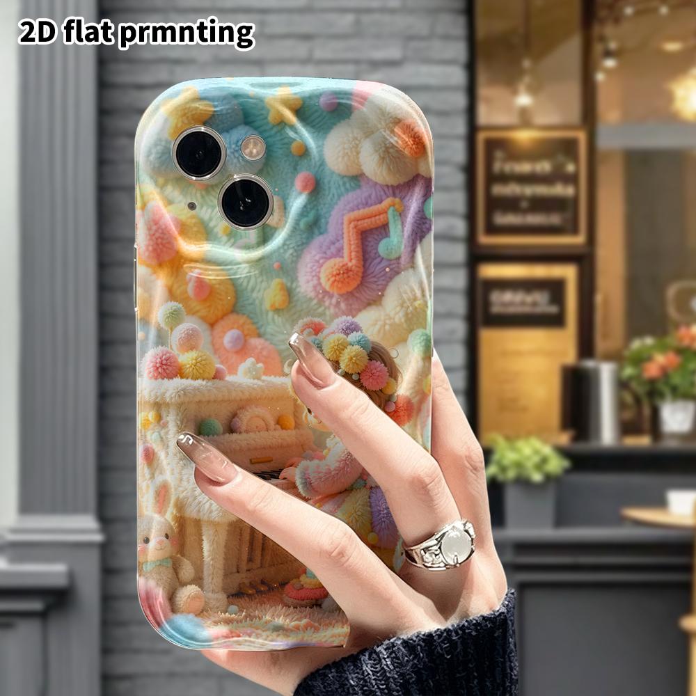 Phone Case: 2D flat, fits iPhone 18 17 16 15 14 13 12 Pro protective case, little girl with yarn, perfect Christmas and Halloween holiday gift