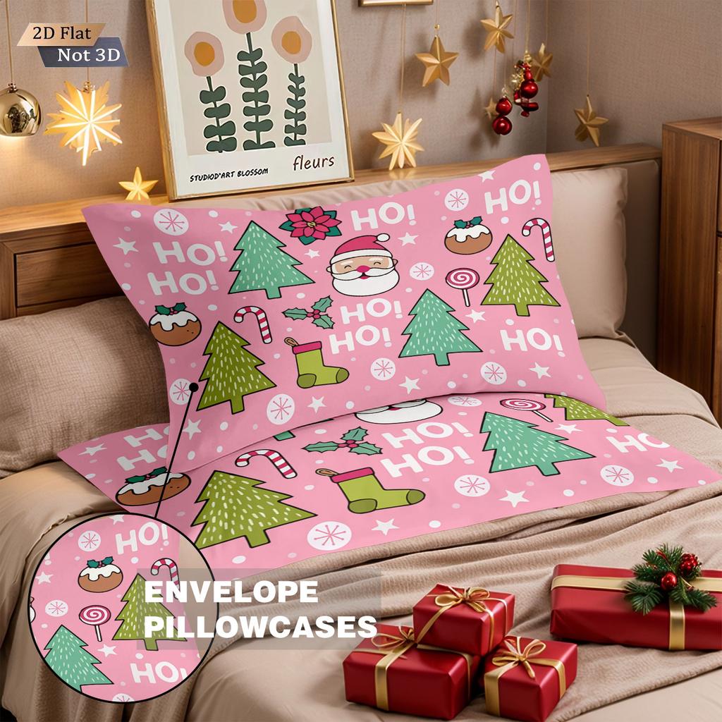 3PCS Merry Christmas Cartoon Printed Chipless Bedding Set Dormitory Bedroom Multiple Sizes Holiday Decoration Machine Washable