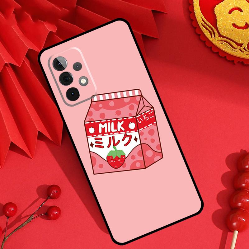 Cute Strawberry Milk Box Case For Samsung Galaxy M34 M54 M32 M52 M15 M11 M12 M13 M14 M06 M16 M36 M56 M31 M53 M35 M55