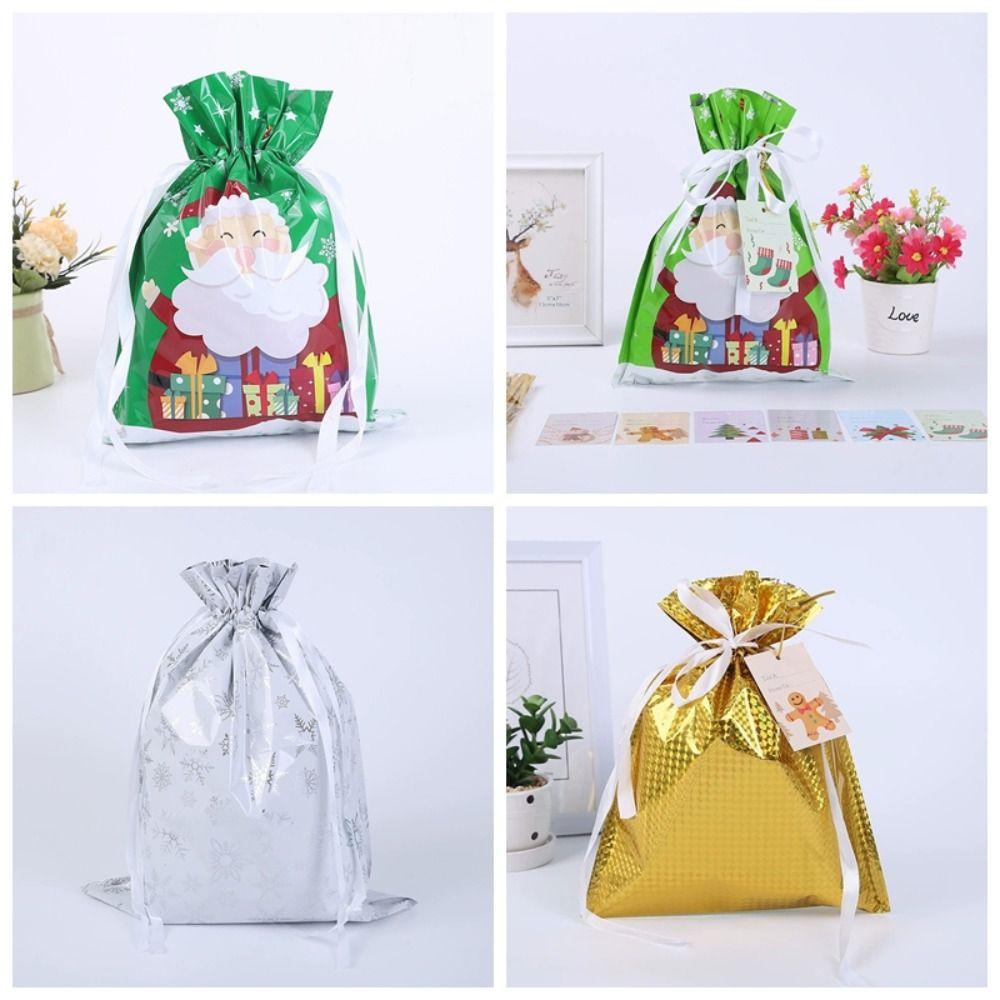 5Pcs Drawstring Christmas Candy Bags Large Candy Cookie Packaging Bag 2024 Gift Bag