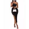 Solid Color Lace Up Waist Hugging Skirt Pure Color Tied Sheath Skirt for Women