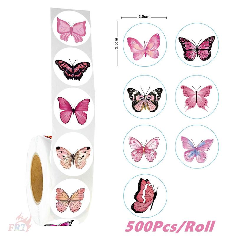 

500 шт./рулон Q Розовые бабочки Детские наградные наклейки - Сделай сам Скрапбуки Альбом Декор Запечатывающая этикетка Наклейки