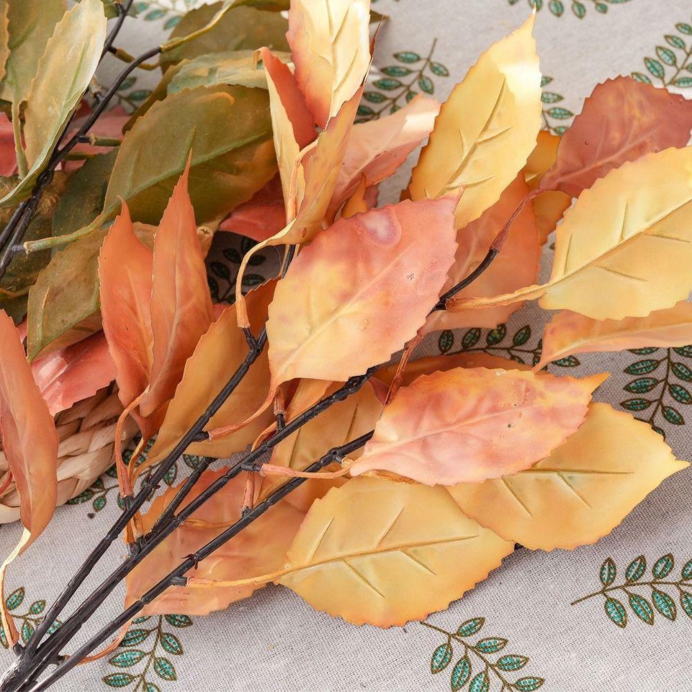 Lifelike Artificial Persimmon Leaves Handmade Realistic Fake Persimmon Leaves Luxury Artificial Plant Outdoor Garden Decor