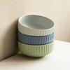 Simple Wind Relief Vertical Pattern Salad Bowl Ceramic Household Bowl Tableware Round Bowl High-End Large Rice Bowl