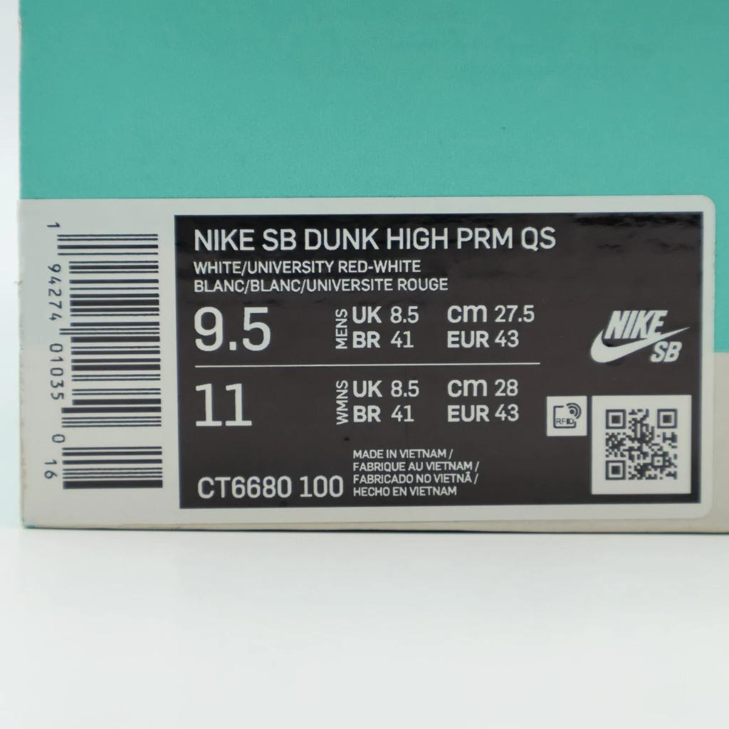 CT6680-100 Paul Rodriguez Nike SB Dunk High Mexican Boxing White Red (Men's)