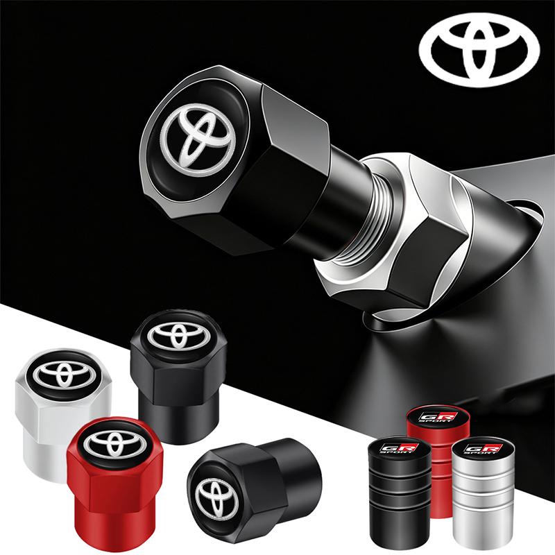4Pcs Car Metal Tire Stem Caps Dust Leak Proo Accessories For Toyota Hilux Corolla RAV4 Camry Highlander Yaris Cross Prado C-HR