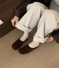 Suede Fake Split Toe Bag Head Half Slippers Women's 2025 Autumn and Winter New Versatile Soft Bottom Lazy One Pedal Velvet Cotton Mop