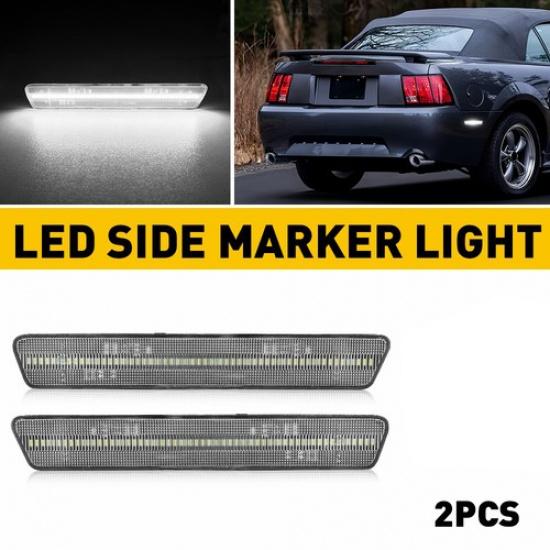 

Euro Style Clear Lens White LED Rear Side Marker Lights For 1999-04 Ford Mustang