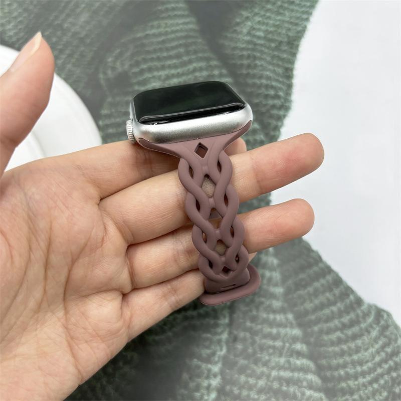 For Applewatch10 Apple Watch with iwatch9876SE Hollow Breathable Twist Silicone Sports