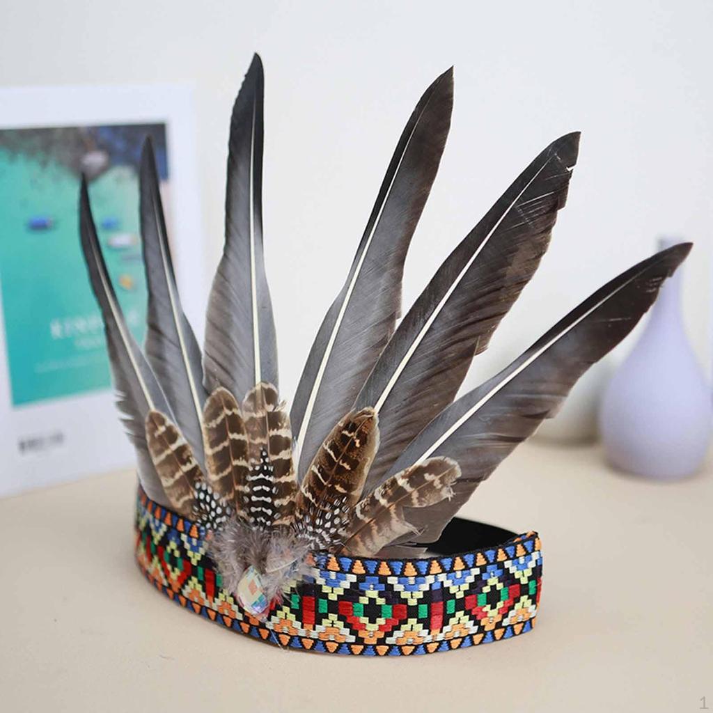Indian Artificial Feather Headdress Chief Costume Accessories for Festival Party