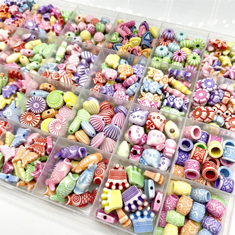 Zestaw akrylowych koralików dystansowych: 24 przegródki na biżuterię DIY - bransoletki i naszyjniki