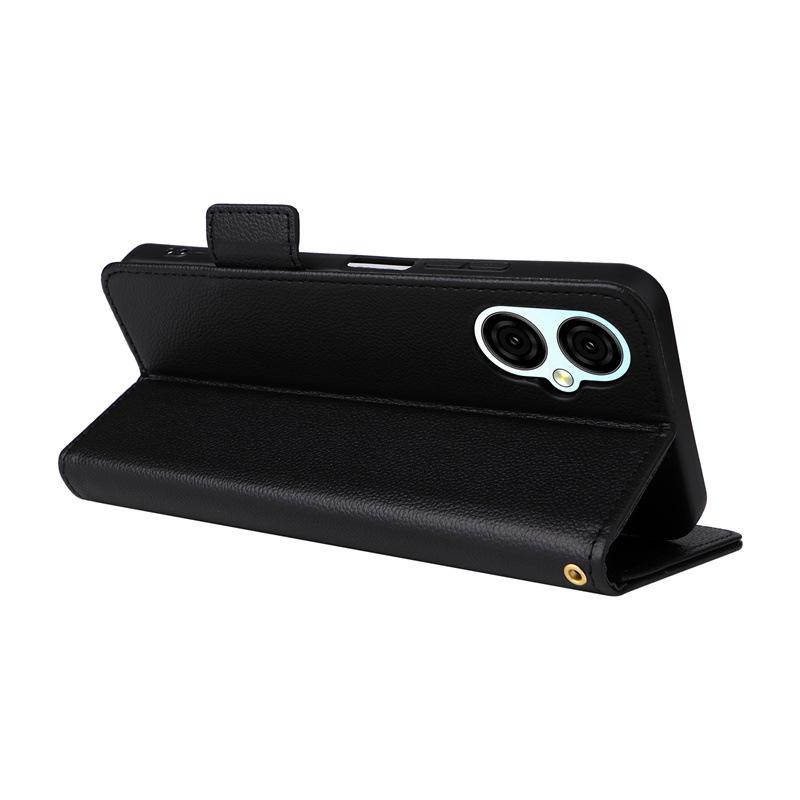 BLU G53 Leather Case: Flip Cover with Card Slot, Lanyard, and Lychee Pattern.