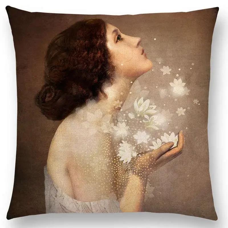 Neu Elegante Dame Liebliches Mädchen Shakespeare Stücke Fantasy Malerei Herz Frei Wunsch Meer Kissenbezug Sofa Wurfkissenbezug
