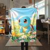 Flanelová deka se vzorem kreslené postavičky Squirtle, Vysoká kvalita, Pohodlná pro všechna roční období, Domácí dekorace, Teplo a pohodlí, Perfektní pro dárky.
