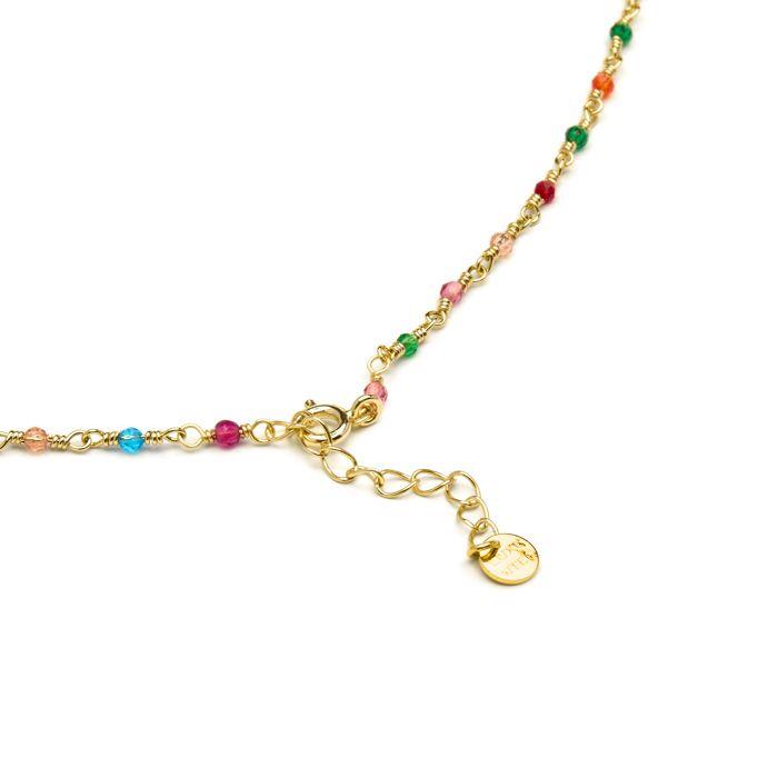 Collier Luxenter en argent 925 avec zircons multicolores finis en or jaune 18K - Hamka