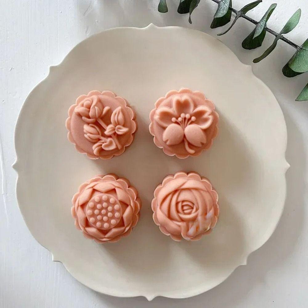 

DIY Pastry Mold Reusable Hand Press Cookie Stamps Creative Flower Mooncake Mold Kitchen