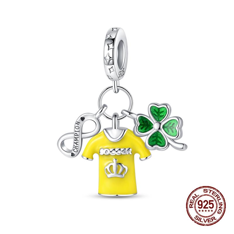Sports Series Charm Jewelry Football Beads 100% Copper Pendant Fit 3Mmoriginal Bracelets Diy Souvenir Gift