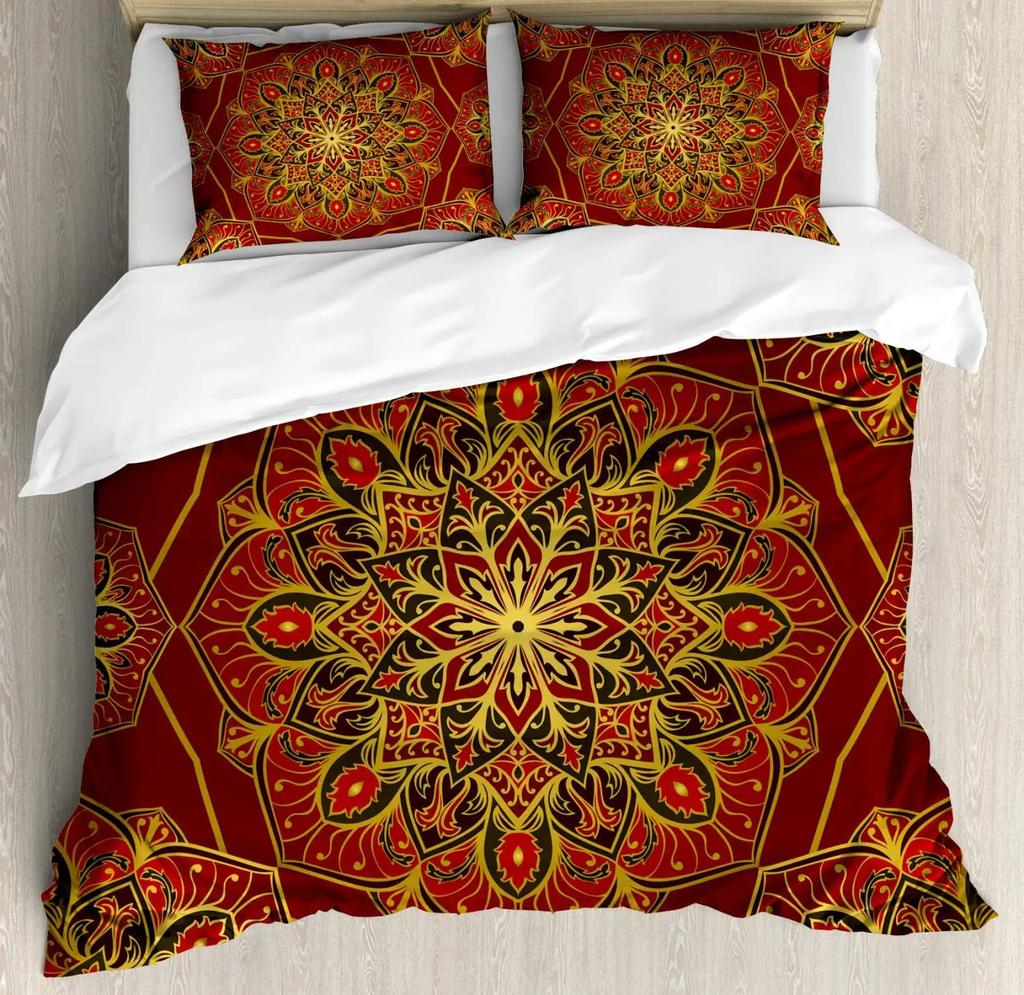 Mandala Purple Galaxy Duvet Cover Boho Chic Petal Flower Bohemian Meditation Gypsy Hippie Floral Exotic Retro Decor Women Gifts