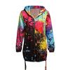 Women Casual Long Sleeve Zipper Jacket Multicolor Printing Hooded Coat