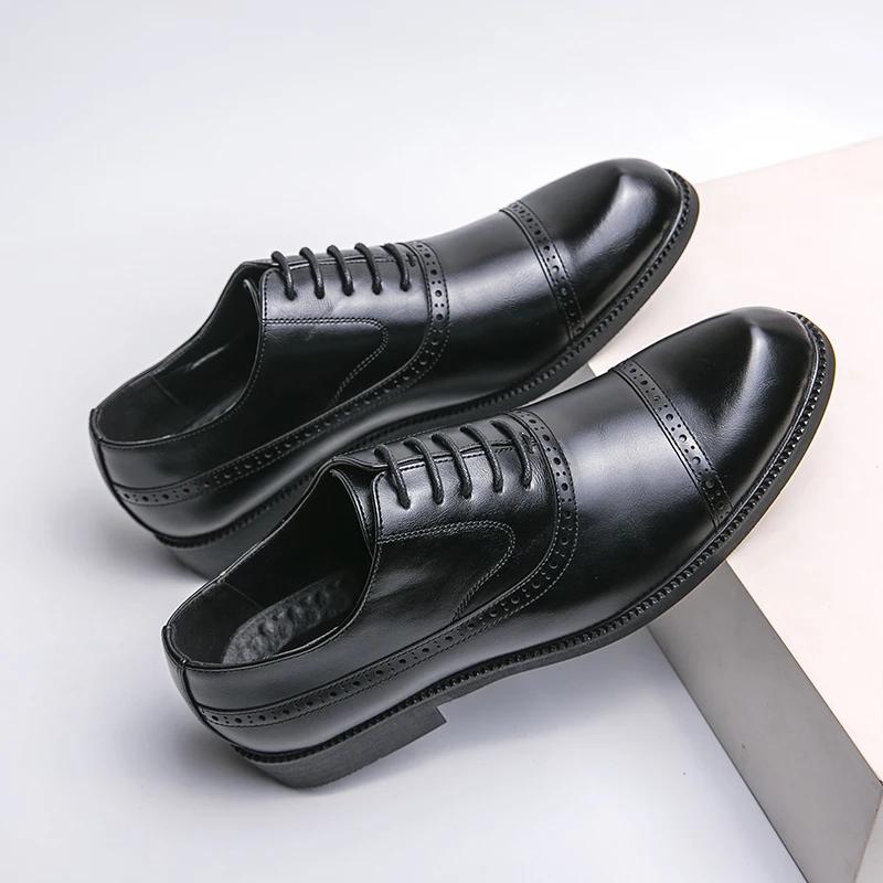 Fashion Handmade Mens Wingtip Oxford Shoes Leather Grey Brogue Men's Dress Shoes Classic Business Formal Shoes for Men Zapatillas Hombre