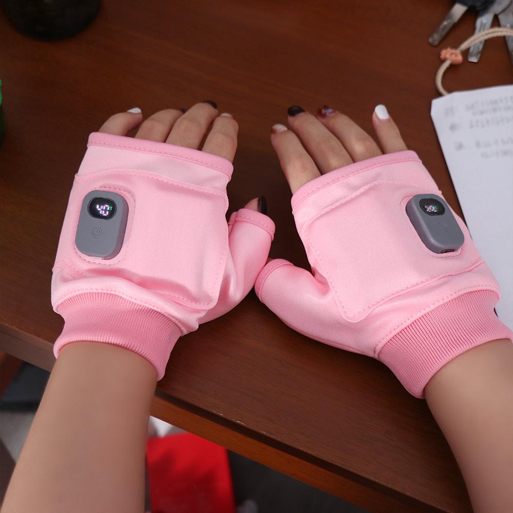 1Pair USB Rechargeable Electric Heated Gloves Thermal Winter Warm Gloves Smart Heating Gloves Bike