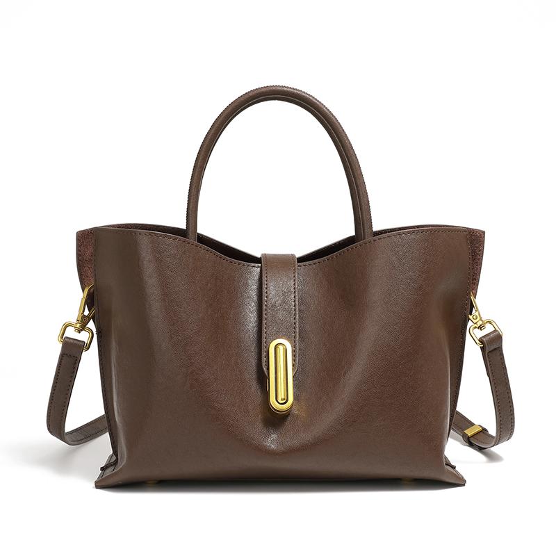 Genuine Leather Handbags 2026 New Luxury Designer Women's Bucket Bag High Quality Cowhide Shoulder Bags Women Crossbody Bag