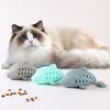 Fish-Shaped Cat Treat Dispenser Toy Cat Puzzle Slow Feeder Interactive Silicone Chew Toy for Indoor Cats