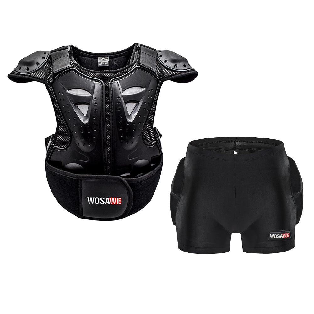 

WOSAWE Дети катание на коньках Бедра Защитная накладка Спорт на открытом воздухе Защита груди Лыжный спорт Комплект защитного снаряжения S чёрный