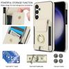 Ring Leather Wallet Card Phone Case for Samsung Galaxy S25 Edge S24 Ultra S23 Plus S22 S21 FE Note 20 10 Flip Stand Cover